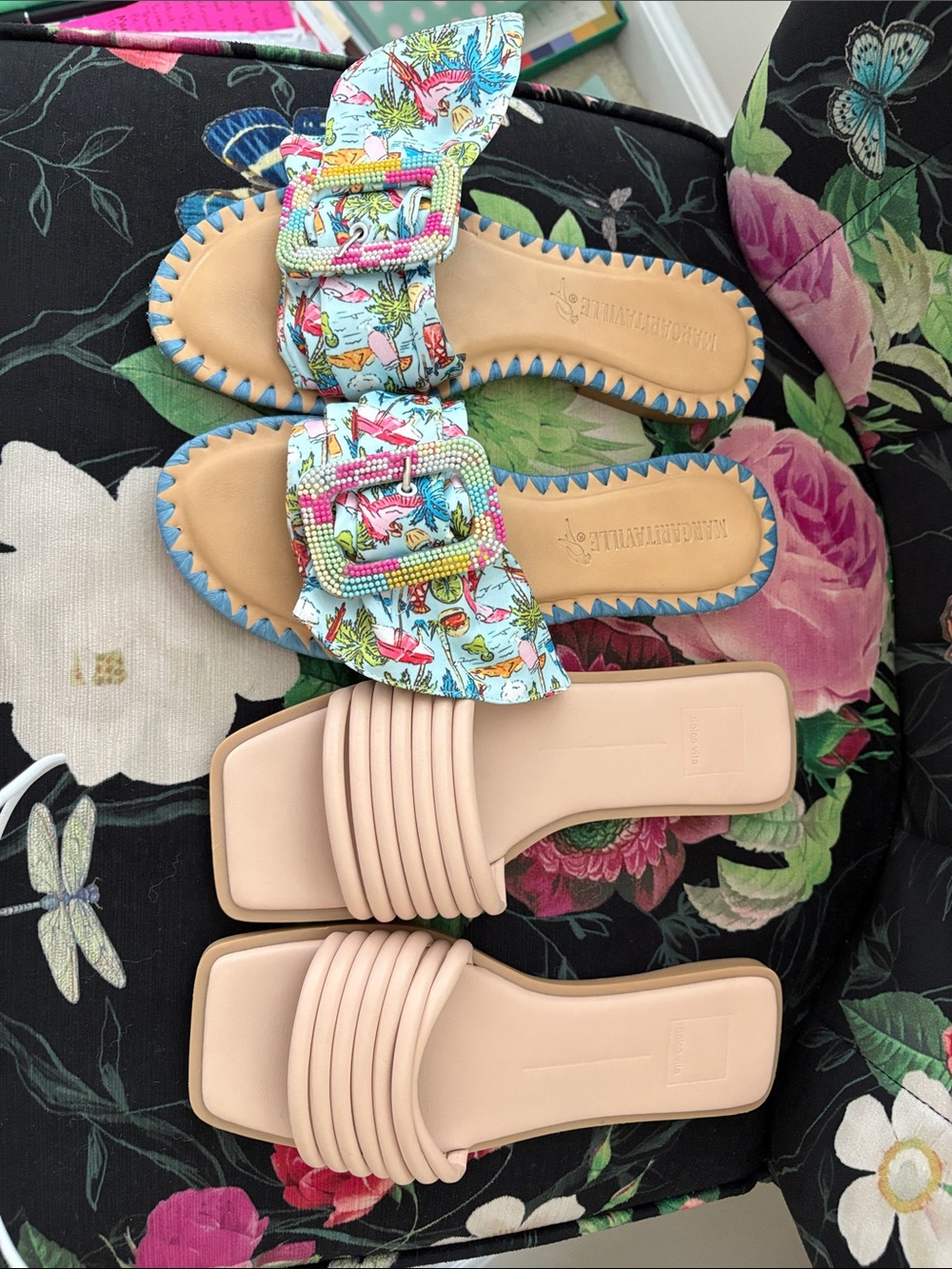 Dolce Vita Multicolor Beaded Buckle Slide Sandals & Margaritaville Sandals